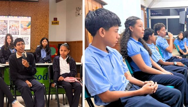 grupo de adolescentes que participan como representantes de sus colegios